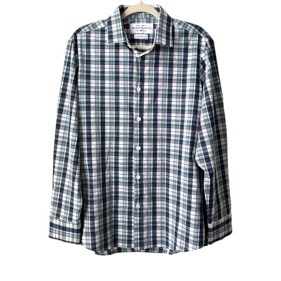 Mizzen + Main Leeward Medium Trim Fit Long Sleeve Stretch Button Up Shirt Plaid - Picture 1 of 5